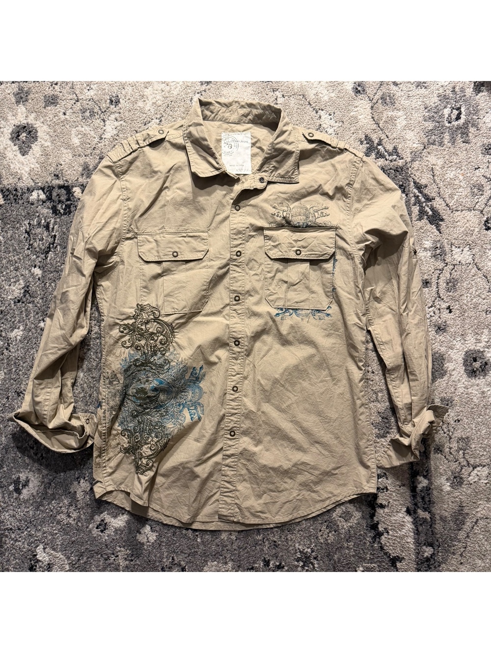 Y2K Calvin Klein Button Up Utility Embroidred